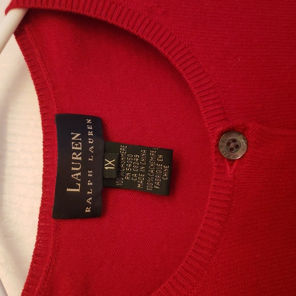 Cashmere Lauren Ralph Lauren Crimson Button-Up Cardigan - Picture 3 of 6
